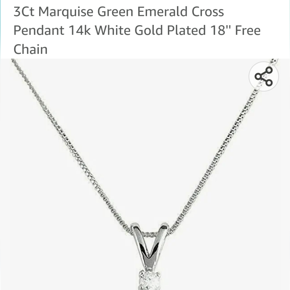 Emerald & Zircon Cross Size 20in Necklace - Picture 8 of 9